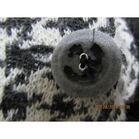 FARINA ROSA MADE IN MILANO SWEATER CUFFED SLEEVES HOUNDTOOTH PATTERN BLACK WHITE - Picture 6 of 9